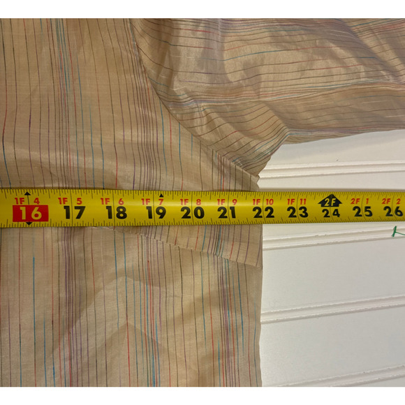 Via Seta Womens Silk Linen Shirt Dress SZ 14 Beige Multi Stripe Long Sleeve NWT - Picture 10 of 11